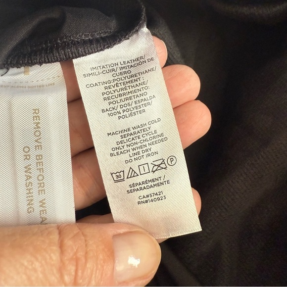 Loft Black Pull On Drawstring Elastic Waist Faux Leather Vegan Ankle Pants Sz SM - Picture 8 of 13